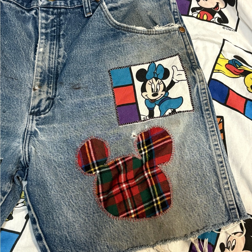 1/1 Custom Patchwork Mickey Jorts - image 4